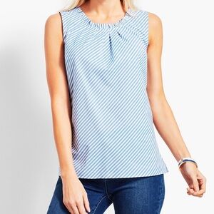Talbots sea breeze ruffle-neck shell sleeveless blouse